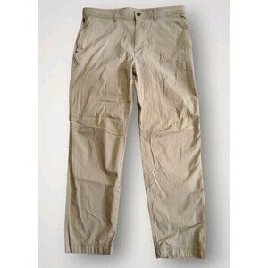 Solaris Mens Pants 36x32 Tan Flat Front Stretch Lightweight Active Casual Chinos